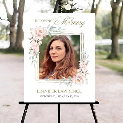 white Rose Funeral Welcome Sign, Celebration of Life Welcome Sign, Memorial Sign, in Loving Memory Sign, Celebration of Life Funeral Sign, Celebration of Life Sign, Memorial Sign with Photo #W12 - color: Version #23