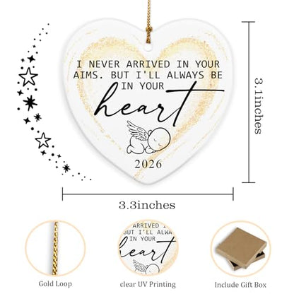 Miscarriage Grief Gifts Miscarriage Ornament Angel Baby Christmas Remembrance Ornament Bereavement for Loss Baby in Heaven Sympathy Gift Child Loss Memorial Gifts Ceramic Ornaments - style: But I'll always be' in your heart