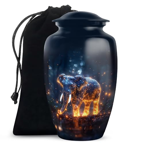 Elephant Urns for Human Ashes - Cremation Urns for Human Ashes Adult Male - Black Urn with Elephant - Large Cremation Urn for Male - Funeral for Man and Women 10inch - color: Black Elephant Urn for Ashes