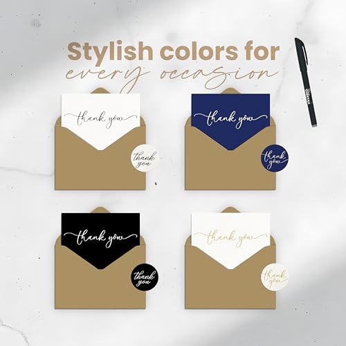 100 Pieces of White With Gold Thank You Cards, Two Thank You Notes Designs, 4x6 Inch Thank You Card, Elegant Thank You Cards Baby Shower, Thank You Cards With Envelopes Bulk with 120 Stickers, Free - color: White With Gold, size: 100 pack