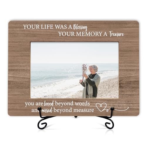 Memorial Picture Frame, In Loving Memory Photo Frame with Stand, Sympathy Gifts for Loss of Loved One, Bereavement Remembrance Gifts for Family Friend, 77 - color: Light Wood