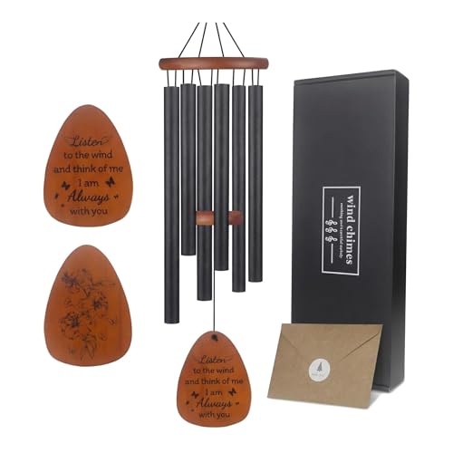 32" Memorial Wind Chimes for Loss of Loved One Sympathy Gifts with Condolence Card, Weatherproof Aluminum Outdoor Windchimes for Garden Patio Porch, Bereavement Remembrance Gift for Friend