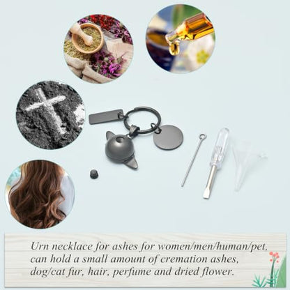 Imrsanl Saturn Urn Necklace Cremation Jewelry for Women Men - color: Keychain-Black