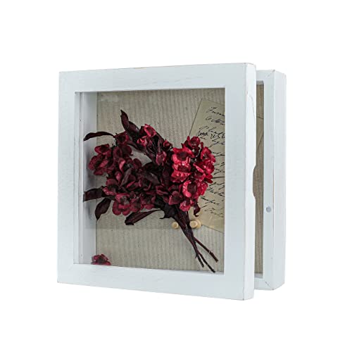 Freezing point Shadow Box Frame 8x8 Shadow Boxes Display Case with Linen Back Memorabilia Awards Medals Bouquet Photos Picture Badge Wedding Memory Box for Keepsakes White Small Pin Board White - color: White, size: 8×8
