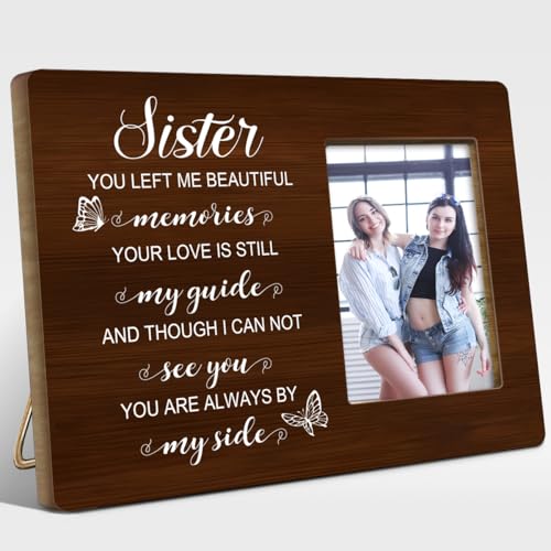 Memory Gifts for Loss of Sister,Condolences Sympathy Memorial Gifts for Loss of Sister Loved One,You Are Always by Myside Sister Wood Picture Frame - style: sister-1