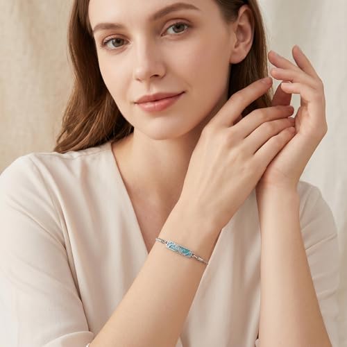 YYB Urn Bracelet for Ashes Hummingbird/Dragonfly/Butterfly/Sunflower Turquoise Locket Bracelet Cremation Memorial Jewelry Mothers Day Gifts for Women - color: Dragonfly
