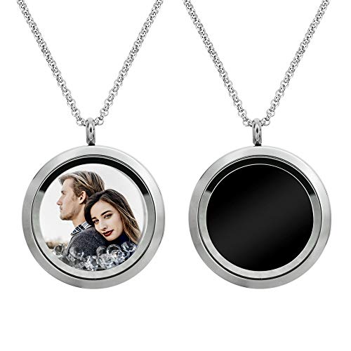 Laser Engraved Personalized Photo & Text Message Floating Locket Crystals Necklace Pendant Handmade Love Note Anniversary Wedding Birthday Gift - style: Clear - Color Photo Printing