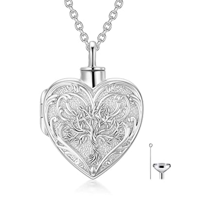 SOULMEET Cremation Jewelry for Ashes, Sterling Silver Urn Necklace for Ashes Women Men, Cherish Memories Cremation Jewelry to Keep Someone Near to You - color: M2-White gold tree