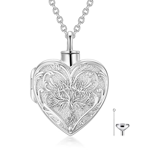 SOULMEET Cremation Jewelry for Ashes, Sterling Silver Urn Necklace for Ashes Women Men, Cherish Memories Cremation Jewelry to Keep Someone Near to You - color: M2-White gold tree