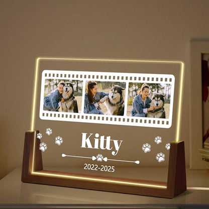 Personalized Dog Memorial Gifts, Custom Acrylic Light Up Picture Frame | Custom Pet Loss Gifts Cat Pet Memorial Gifts with Pictures for Pet Lover, Loss of Dog Sympathy Gifts - color: style-8