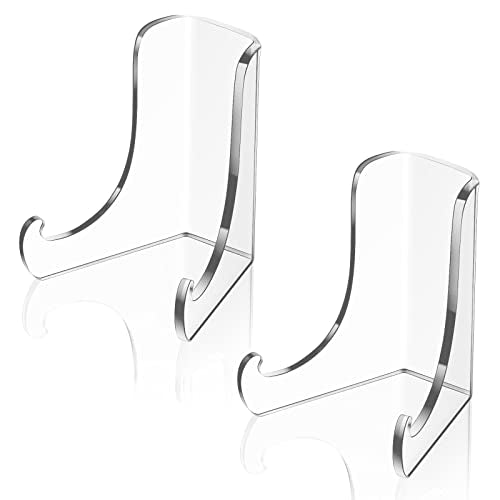 Acrylic Plate Stand Display Easel Holder,5.1 x 5 x 6 Inch | Clear Easel for Photos Books Cards, Deep Shelf Holder for Small Plate Picture Frame, Tabletop Decorative Organizer - size: 5.1 x 5 x 6 Inch
