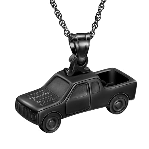 shajwo Pick Up Truck Urn Necklaces for Ashes for Men - color: Black