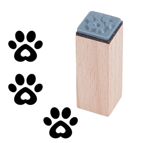 OLYCRAFT Paw Print Wooden Rubber Stamp 0.6x0.6x1.7 Inch Small Mini Stamp Dog Paw with Heart Rubber Stamps Decorative Mounted Rubbers Stamps for Scrapbooking Card Making Planner DIY Craft Card - style: Dog Paw