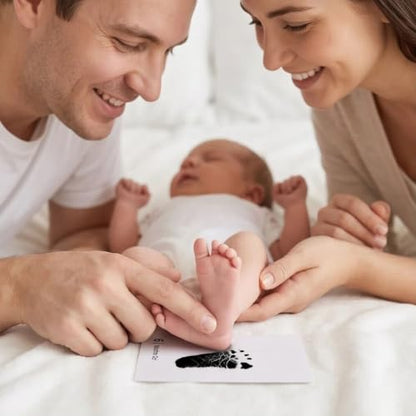 15 Pack Little Lullaby Inkless Milestone Cards Baby Hand and Footprint Kit 12 Months Newborn Memory Book Keepsake Ink Pad for Handprints Footprints (White Box + Beige Photo Album) - style: White Box + Beige Photo Album
