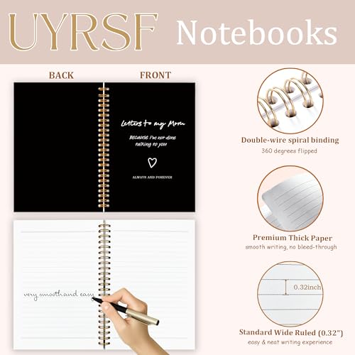 Mom Memorial Gifts Notebook Journal 5.5x8.3, Letters to My Mom Hardcover Notebook for Note Taking, Loss of Mother Sympathy Gifts, Bereavement Gift Journals for Writing - color: Letters Mom1
