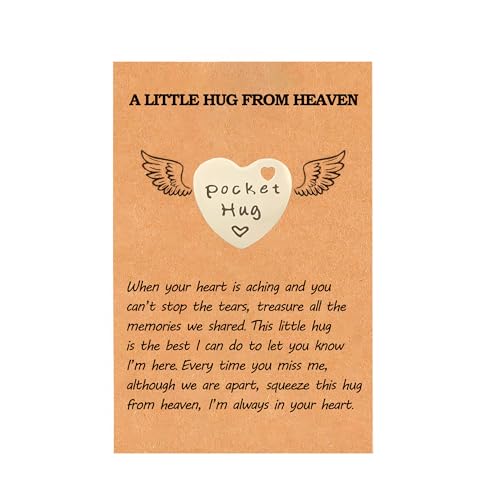 Pocket Hug from Heaven, Memorial Token Gift for Loss of Someone, Thinking of You Keepsake Keychain with Card