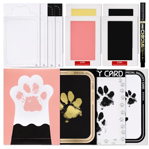 Clean-Touch Paw Print Kit for Dogs & Cats, Inkless Paw and Nose Print Set - Mess-Free Ink Pad Keepsake with Frames for Pet Memories(4 Pack/Large/Pink) - color: Pink, size: Large(4 Pack)