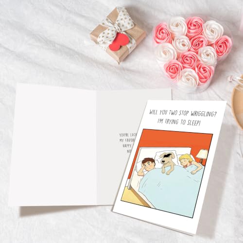 Funny Dog Birthday Card for Men Women, Hilarious Birthday Card for Dog Dad Mom, Humor Bday Cards from Pet, Will You Two Stop Wriggling - color: Birthday