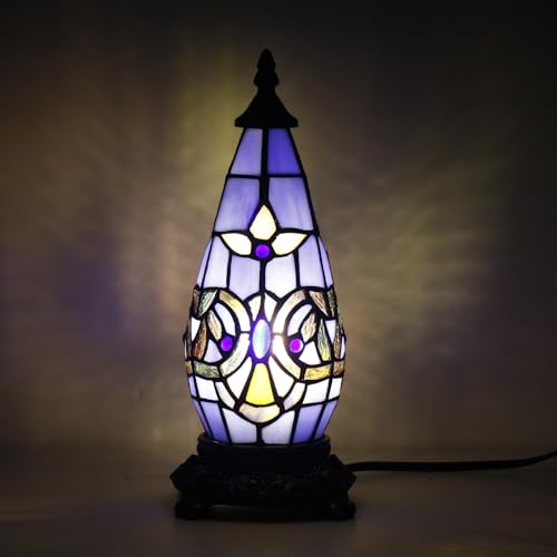 Small Tiffany Stained Glass Table Lamp 5.5X11 Inch, Blue Baroque - color: Stained Glass