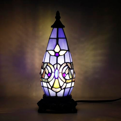 Small Tiffany Stained Glass Table Lamp 5.5X11 Inch, Blue Baroque - color: Stained Glass
