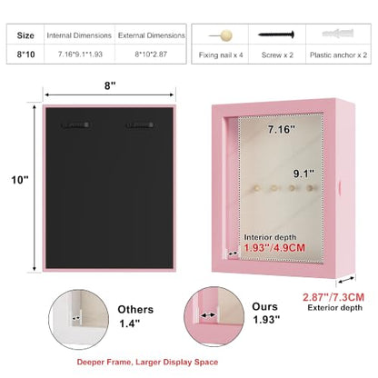 Love-KANKEI Deep Shadow Box Frame 8x10,Solid Wood Frame,Memory Box,Pink - color: Pink, size: 8 x 10
