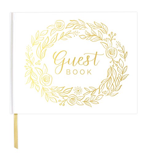 bloom daily planners Wedding Guest Book - Elegant Hardcover Polaroid Guestbook for Receptions, Baby Showers, & Special Events - (7" x 9") 120 Blank Lined Pages for Sign-in and Photos - Gold Floral - color: Gold Floral