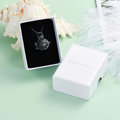 Yinplsmemory Cremation Jewelry Urn Necklace for Ashes with Mini Keepsake Jar - color: Black&silver