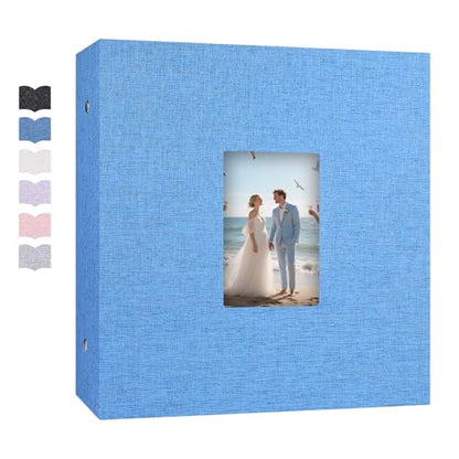 Ruibytree Extra Large Capacity Photo Album 4x6 Pictures 1000 Pockets, Blue | Linen Cover, Horizontal & Vertical 4x6 Photos, Removable Acid-Free Pages, Front Display Window, for Family, Wedding & Travel - color: Blue
