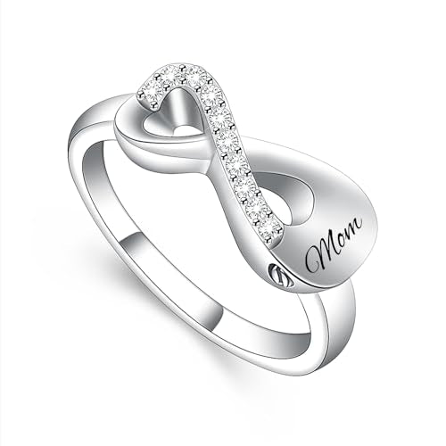 Yinplsmemory Cremation Jewelry Infinity Love Cremation Ring for Ashes Stainless Steel Hold Loved Ones Ash Keepsake Finger Ring Urn Locket Memorial Jewelry for Women - color: Mom