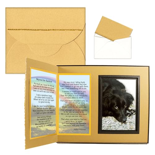 Pet Memorial Gifts for Dogs, Beyond the Rainbow Dog Memorial Picture Frame, Gift-Boxed with Message Card, Ginger with Foil Accents - color: Ginger, size: Beyond the Rainbow