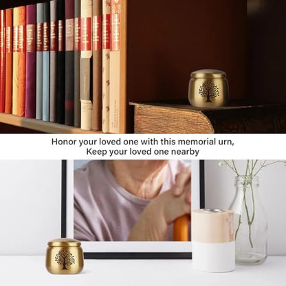 Small Keepsake Urns for Human Ashes Set of 4,Mini Urns for Ashes Made of Brass with Tree of Life Pattern Engraved,Small Cremation Keepsakes for Pet Ashes - size: 1.6''x1.5'',4pcs