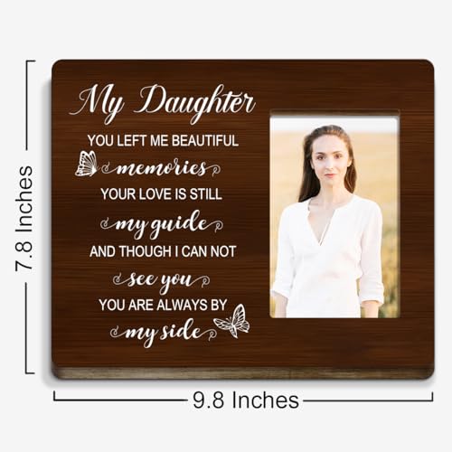Daughter You Left me Beautiful Memories Wood Picture Frame,Memory Gifts for Loss of Daughter,Memorial Gift for Loss of Daughter,Sympathy Gifts Photo Frame - style: Daughter-1