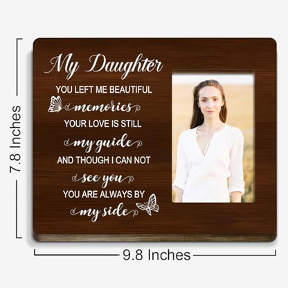 Daughter You Left me Beautiful Memories Wood Picture Frame,Memory Gifts for Loss of Daughter,Memorial Gift for Loss of Daughter,Sympathy Gifts Photo Frame - style: Daughter-1