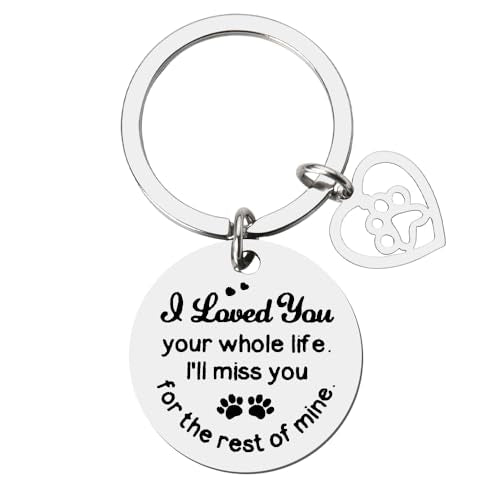 Pet Memorial Gifts Keychain for Loss of Dogs Cats Lovers Sympathy Gifts | Gifts for Women Men Remembrance Keychain for Dog Pet Owners Paw Print Gifts I Loved You Your Whole Life Pet Memorial Keychain