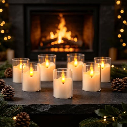 24 flickering flameless LED candles, small cylindrical tea lamp candles - color: white1-24Pack