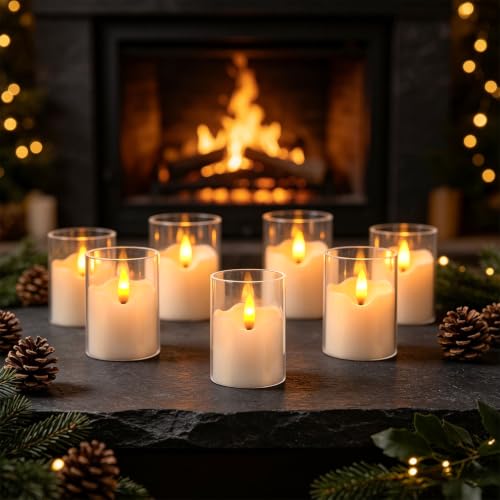 24 flickering flameless LED candles, small cylindrical tea lamp candles - color: white1-24Pack