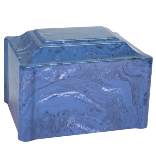Claremont Cultured Marble Cremation Urn - Cobalt Blue Marble - Adult Size - 180 Cubic Inches - Polished Finish - color: Cobalt Blue