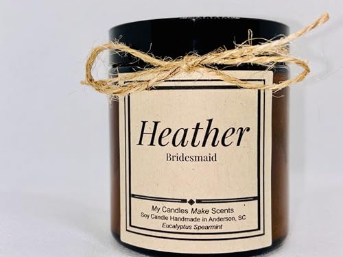 | Personalized | Handcrafted Soy Candle | 4oz or 9oz Amber & Clear Jars| Many Scents to Choose from (Eucalyptus Spearmint)