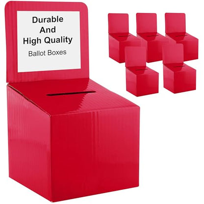 Raffle Ticket Donation Collection Ballot Box Reusable Sturdy thick Cardboard with Slot comment Suggestion Box With Removable Header 6H x 6W x 6D, Display area 6H x 6W(Pink 5 pack) - color: Pink