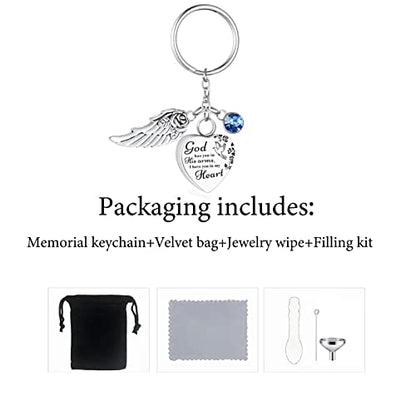Heart Urn Necklace for Ashes Cremation Jewelry Urn Keychain for Ashes with Birthstone Cremation Keychain - color: March
