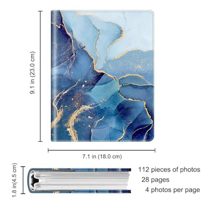 Fintie Photo Album 4x6 Photos - 112 Pockets Wallet Albums Memory Book | Vegan Leather Cover, 4X6 Picture Keepsakes, Family/Wedding/Travel Memory Book, Baby/Kids/Boys/Girls Gift, Ocean Marble - color: ocean marble