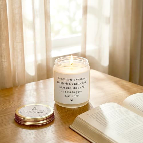 Gifts for Women Men, Inspirational Thank You Gifts Candle 7Oz | Friendship, Thank You Gift, Birthday Gift for Woman Man Friend Teacher Mom Girlfriend Sister, You Are Awesome Candle Lavender - color: Awesome Reminder Candle