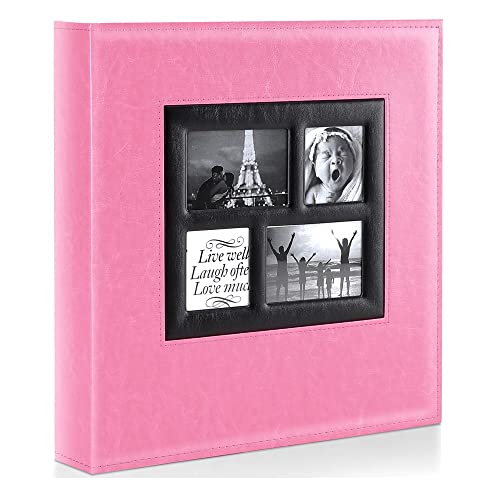 Ywlake Photo Album 4x6 500 Pockets Photos, Extra Large Capacity Family Wedding Picture Albums Holds 500 Horizontal and Vertical Photos Pink - color: Pink, size: 500 Pockets
