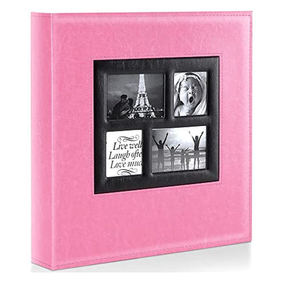 Ywlake Photo Album 4x6 500 Pockets Photos, Extra Large Capacity Family Wedding Picture Albums Holds 500 Horizontal and Vertical Photos Pink - color: Pink, size: 500 Pockets