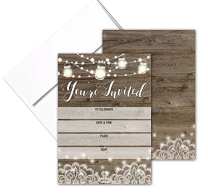 Stonehouse Collection | You're Invited | Rustic Fill-in Party Invitations With Envelopes 25 Invites & Envelopes |Wedding, Baby Shower, Rehearsal Dinner, Birthday Party (Rustic Youre Invited) - color: Rustic Youre Invited