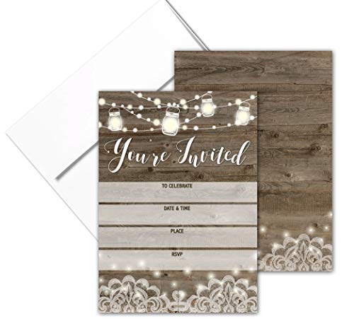 Stonehouse Collection | You're Invited | Rustic Fill-in Party Invitations With Envelopes 25 Invites & Envelopes |Wedding, Baby Shower, Rehearsal Dinner, Birthday Party (Rustic Youre Invited) - color: Rustic Youre Invited