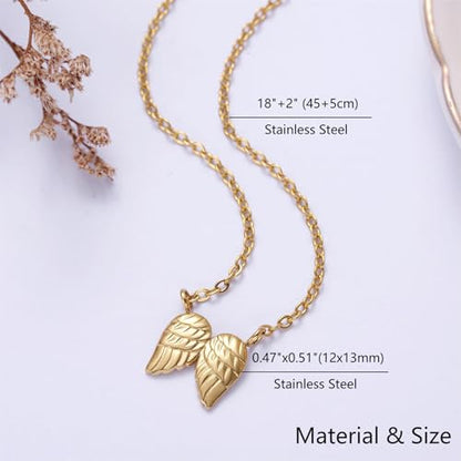 Ralukiia Angel Wings Necklace Gift from Heaven, Memorial Gifts for Loss of Loved One, Mourning Jewelry, Thinking of You Gift, Letter from Heaven Sympathy Condolence - style: gold