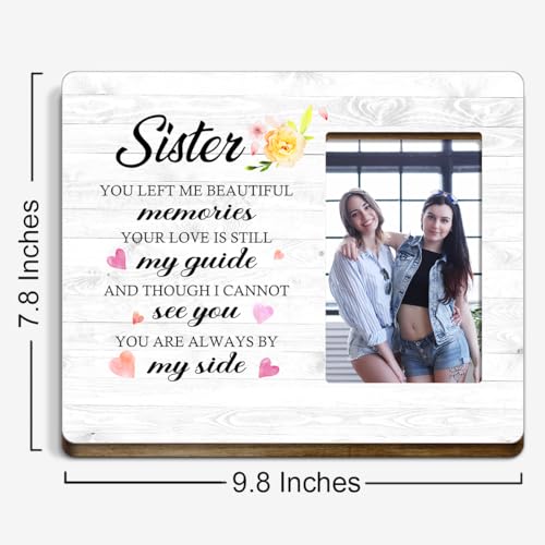 Sister You Left Me Beautiful Memories Wood Picture Frame,Memorial Sympathy Gifts for Loss of Loved One,Memorial Gift for Loss of Sister,Sympathy Gifts for Loss of Bff - style: YOU LEFT ME
