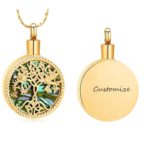 Tree of Life Teardrop Urn Necklace for Ashes Teardrop Crystal Cremation Jewelry Celtic knot Ashes Pendant Stainless Steel Keepsake Memorial Jewelry for Women Men - color: B-Customize