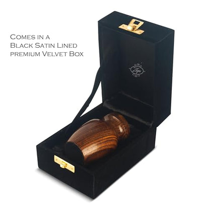 ZIYA Wooden Small Keepsake Cremation Urn for Human Ashes with Black Velvet Case - Memorials Mini Sharing Personal Funeral Urn for Pet or Human Ashes Token - size: Single-Keepsake